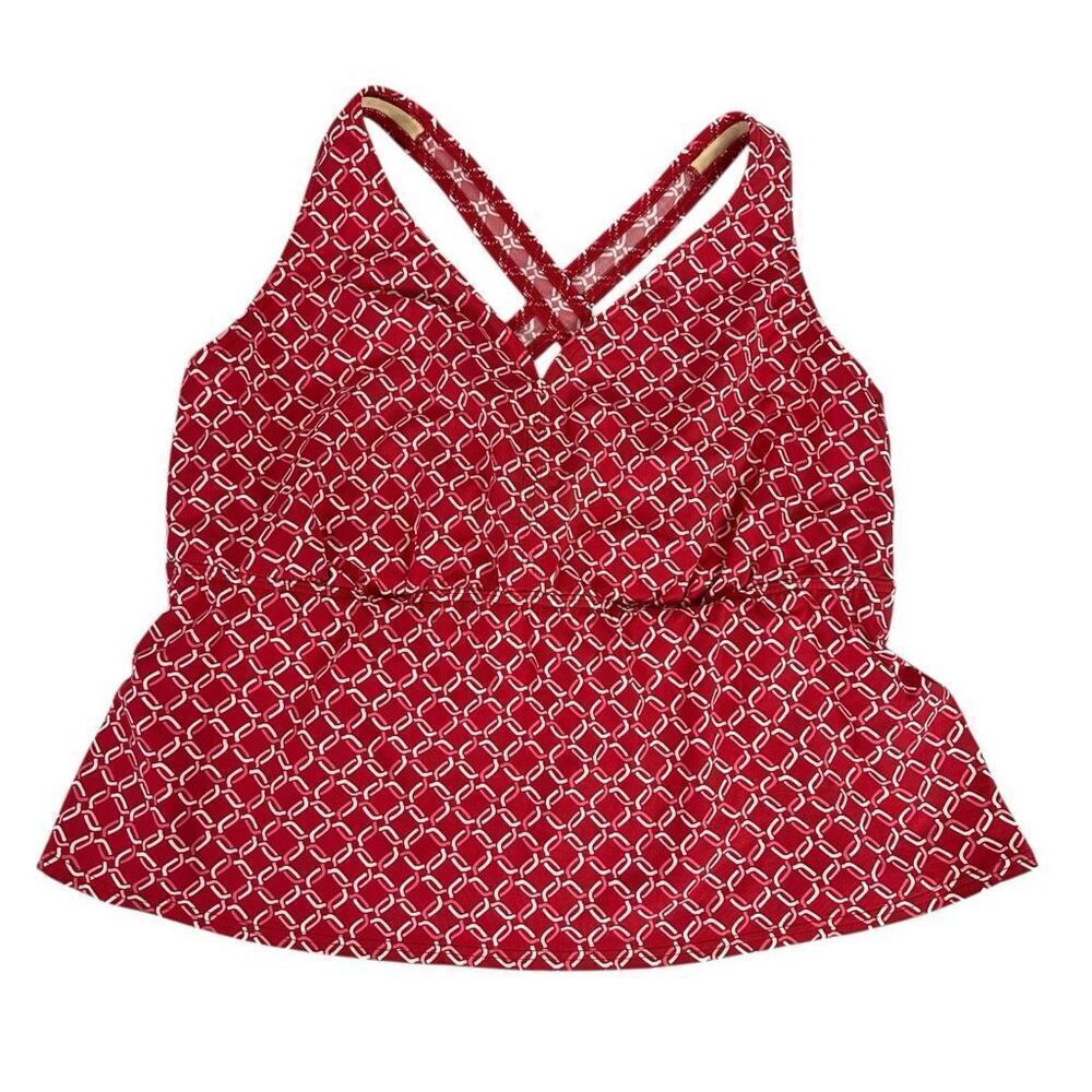Lands End 20W Underwire Cross back Geometric Tankini Top Flaw